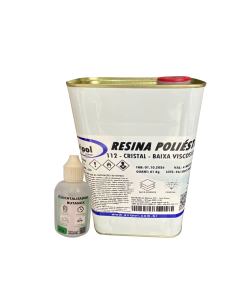 KIT RESINA POLIÉSTER CRISTAL BAIXA VISCOSIDADE - 112 C/ CAT - 1KG