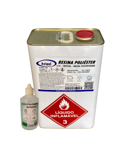 KIT RESINA POLIÉSTER CRISTAL BAIXA VISCOSIDADE - 112 C/ CAT - 5KG