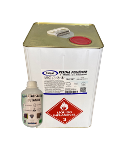 KIT RESINA POLIÉSTER CRISTAL ALTA VISCOSIDADE - C/ CAT - 20KG