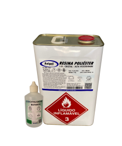 KIT RESINA POLIÉSTER CRISTAL ALTA VISCOSIDADE - C/ CAT -5KG