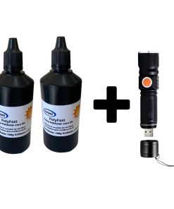 KIT RESINA POLYFAST 200g e LANTERNA LUZ UV
