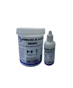 KIT BORRACHA DE SILICONE BRANCA 1KG C/ CAT 73